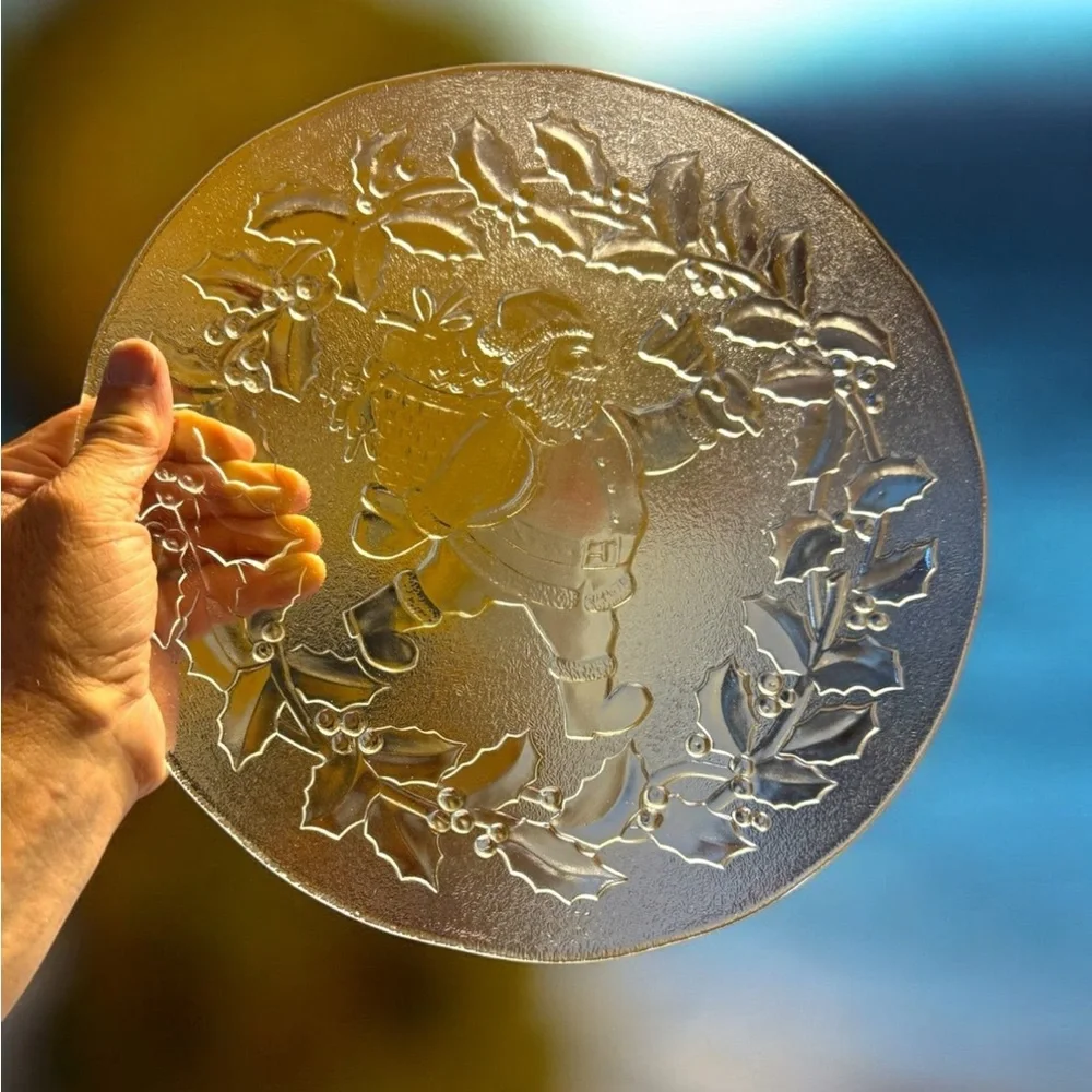 Clear Glass Santa Plate